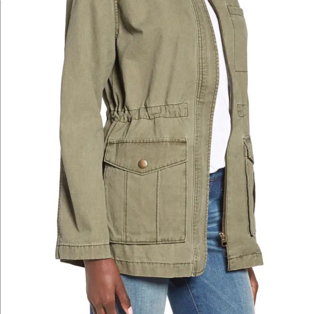 Nordstrom Cotton Canvas Anorak Jacket Green EUC
